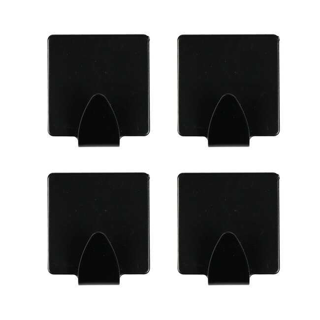 Benson Handdoekhaken - Zelfklevend - Zwart Metaal - Geen Boren - 4 Stuks