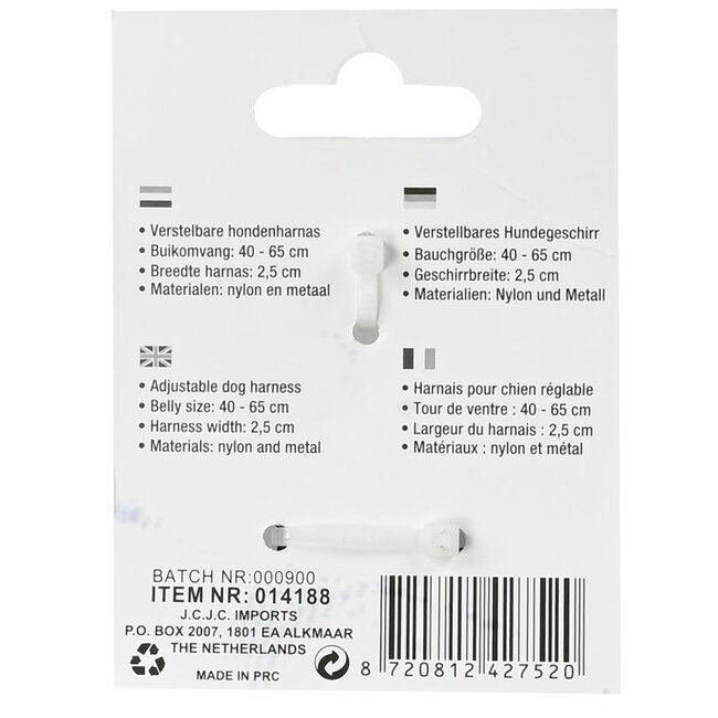 Benson Comfortabel en verstelbaar hondentuig - maat L - zwart - duurzaam nylon en metaal