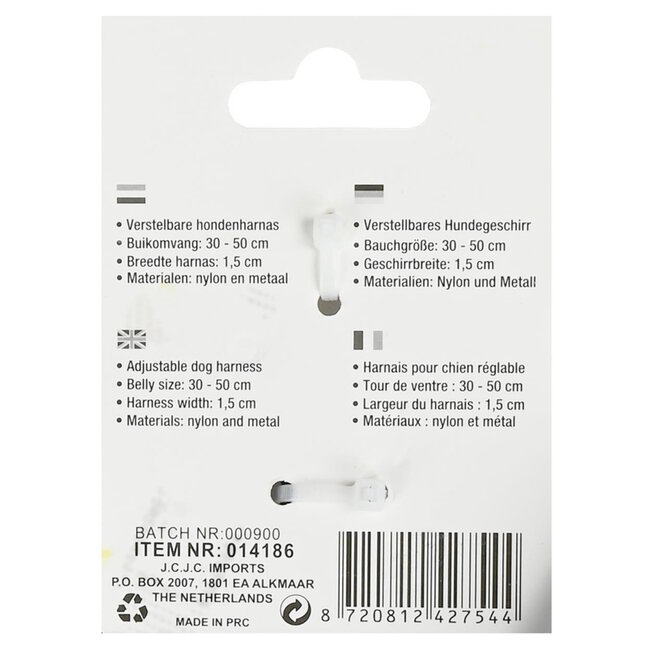 Benson Verstelbaar hondentuig - zwart - maat S - buikomvang 30-50 cm - nylon en metaal