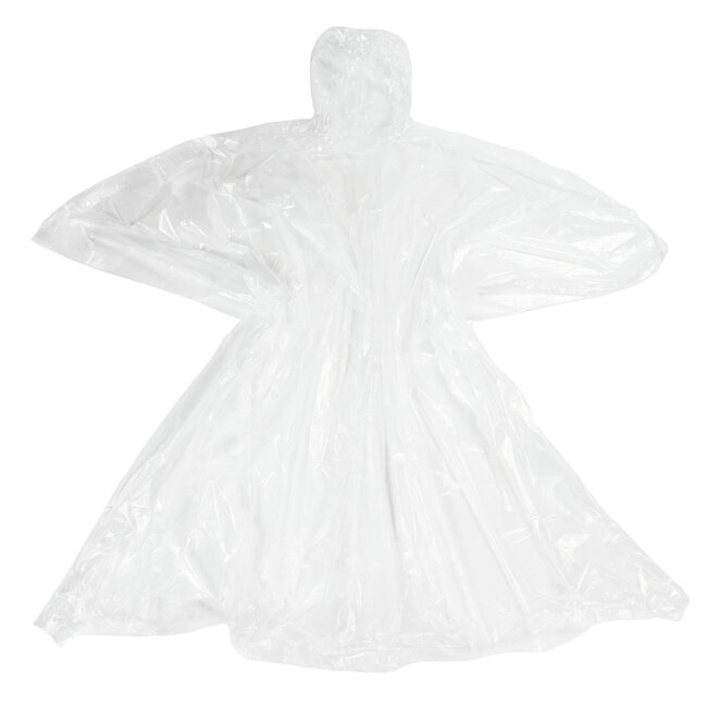 Benson Wegwerp regenponcho - transparant - compact - duurzaam PE-materiaal - one size fits most