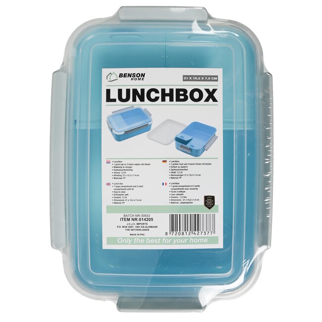 Benson Lunchbox - Multi-vak - Vaatwasserbestendig - Duurzaam PP - 1,2 liter - 21x15,2x7,4 cm