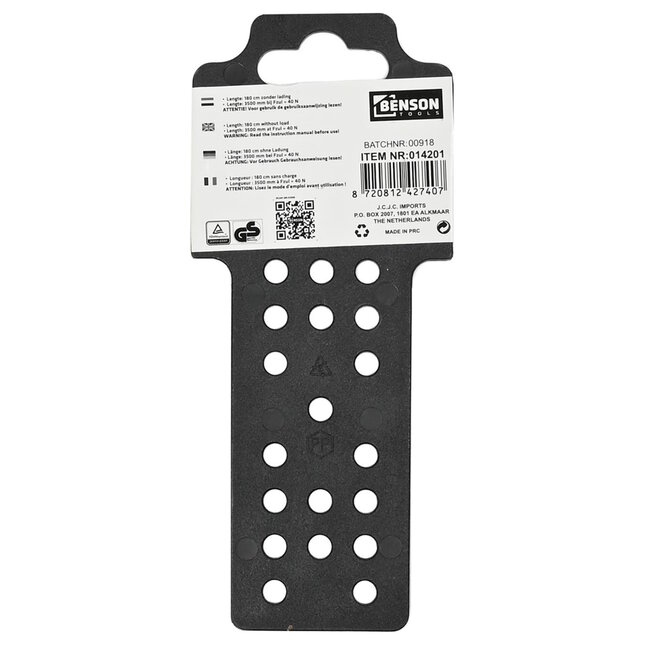 Benson Elastiek plat 180 cm - met karabijnhaak - rekbaar tot 3500 mm - veilig en veelzijdig