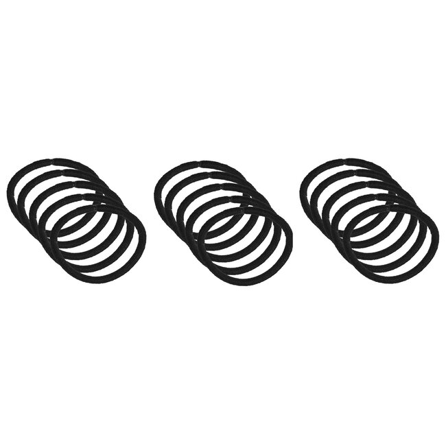 Benson Zachte haarelastiekjes zonder metaal - set van 15 - zwart - 50 mm diameter - 3 mm dikte