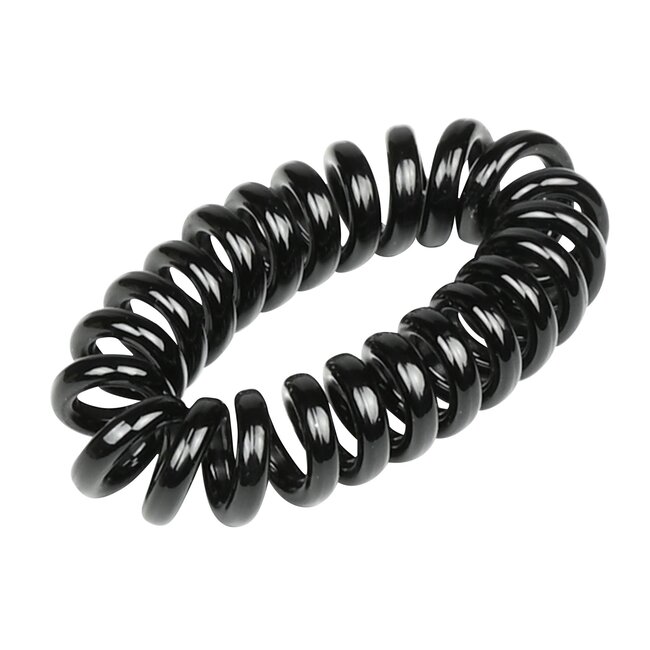 Benson Set van 8 haarelastiekjes - telefoonkabel ontwerp - zwart - 35 mm diameter - 2 mm dikte