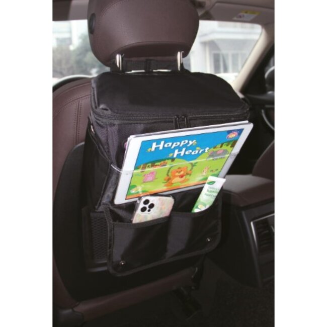Benson Autostoel organizer met koeltas - 4 vakken - afneembare tas - 29x26x11 cm - zwart