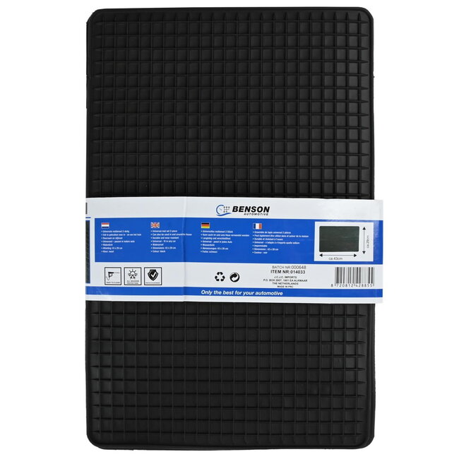 Benson Universele waterdichte automatten - 2-delig - 43 x 29 cm - zwart - multifunctioneel