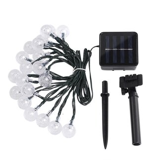 Benson Lichtsnoer - 20 LED bolletjes - Solar - 8 lichtstanden - 5 meter - Wit