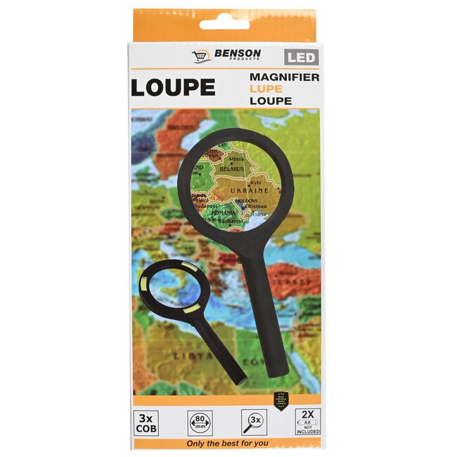 Benson Loupe met 3x vergroting - COB LED-verlichting - Soft-touch handgreep - 80 mm lens - Ideaal voor lezen en precisiewerk