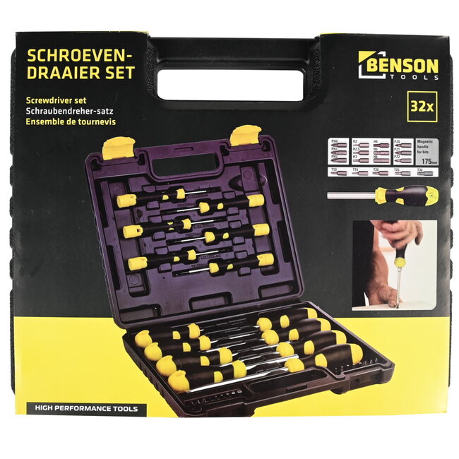 Benson 32-delige schroevendraaierset - veelzijdig - precisie - magnetische handgreep - opbergkoffer