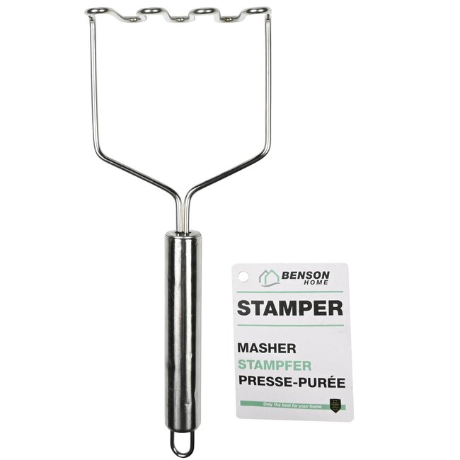 Benson Stamppotstamper - Roestvrijstaal - Met Ophangoog - 23 cm - Duurzaam en Efficiënt