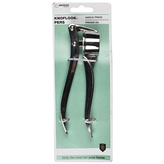Benson Compacte knoflookpers - roestvrijstaal - geschikt voor links- en rechtshandigen - 14,5 cm