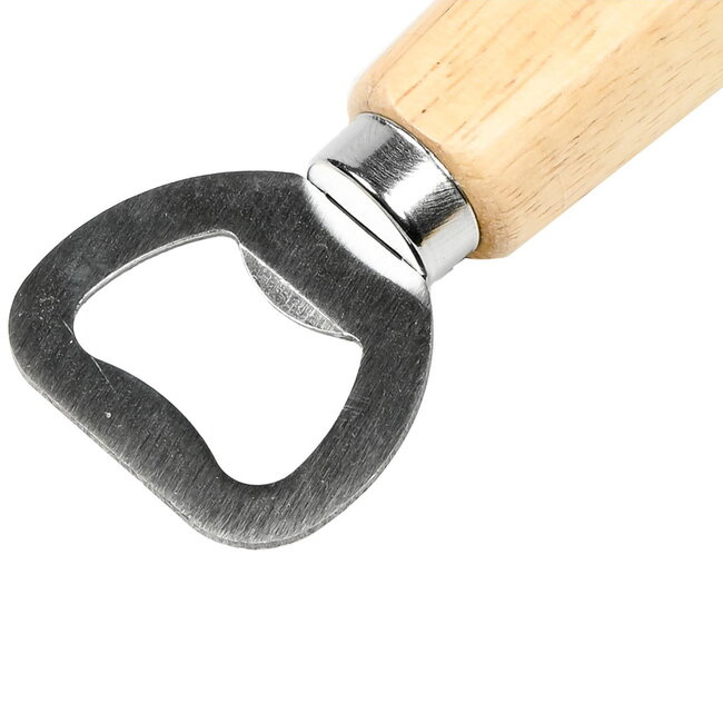 Benson Stijlvolle flessenopener met houten handvat - universeel - 14 cm