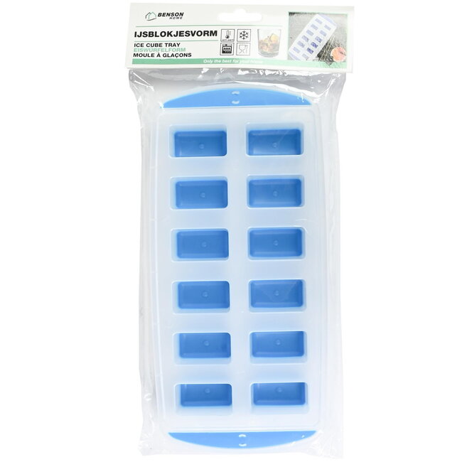Benson Flexibele ijsblokjesvorm - 12 blokjes - vaatwasmachinebestendig - siliconen bodem