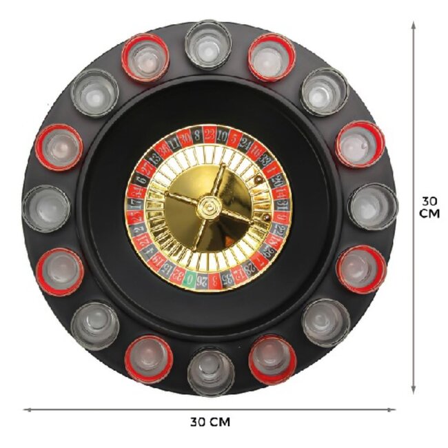 Benson Roulette drankspel - 16 glazen - draaibaar wiel - ultiem feestplezier