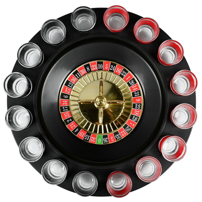 Benson Roulette drankspel - 16 glazen - draaibaar wiel - ultiem feestplezier