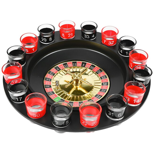 Benson Roulette drankspel - 16 glazen - draaibaar wiel - ultiem feestplezier