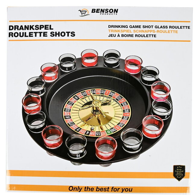 Benson Roulette drankspel - 16 glazen - draaibaar wiel - ultiem feestplezier