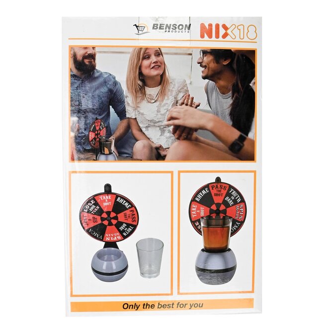 Benson Rad van Shots - Drankspel - Inclusief Shotglas - Draaibaar Rad - Vaatwasserbestendig