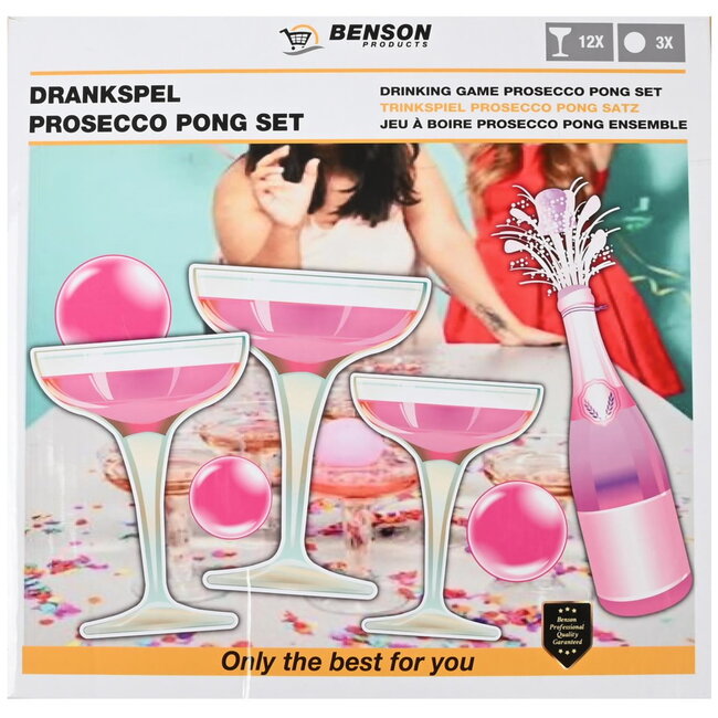 Benson Prosecco Pong Set - 15-delig - Herbruikbare Glazen - Feestspel voor Volwassenen