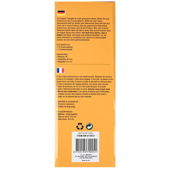 Benson Prosecco Pong Set - 15-delig - Herbruikbare Glazen - Feestspel voor Volwassenen
