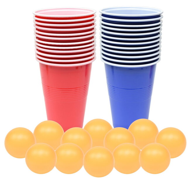 Benson 48-delige bierpong set - herbruikbare bekers en balletjes - ideaal voor feesten