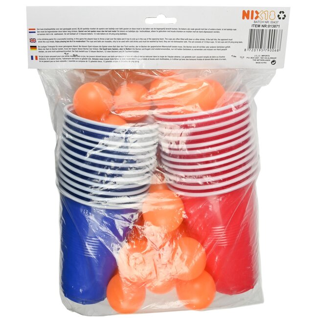 Benson 48-delige bierpong set - herbruikbare bekers en balletjes - ideaal voor feesten