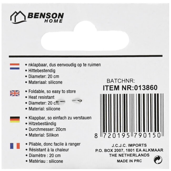 Benson Inklapbare pannenonderzetter - hittebestendig siliconen - ruimtebesparend - 20 cm - assorti kleuren