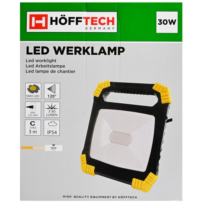 Hofftech Krachtige led werklamp - 30W - 3180 lumen - 6000K - ingebouwd stopcontact - veelzijdig gebruik
