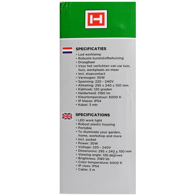 Hofftech Krachtige led werklamp - 30W - 3180 lumen - 6000K - ingebouwd stopcontact - veelzijdig gebruik