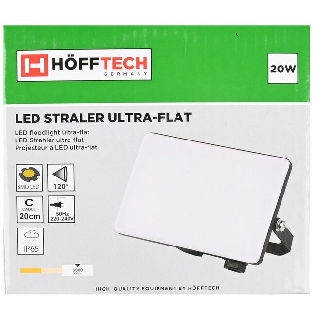 Hofftech Ultra-Flat Led Straler - Energiezuinig - Weerbestendig - 20 W - IP65