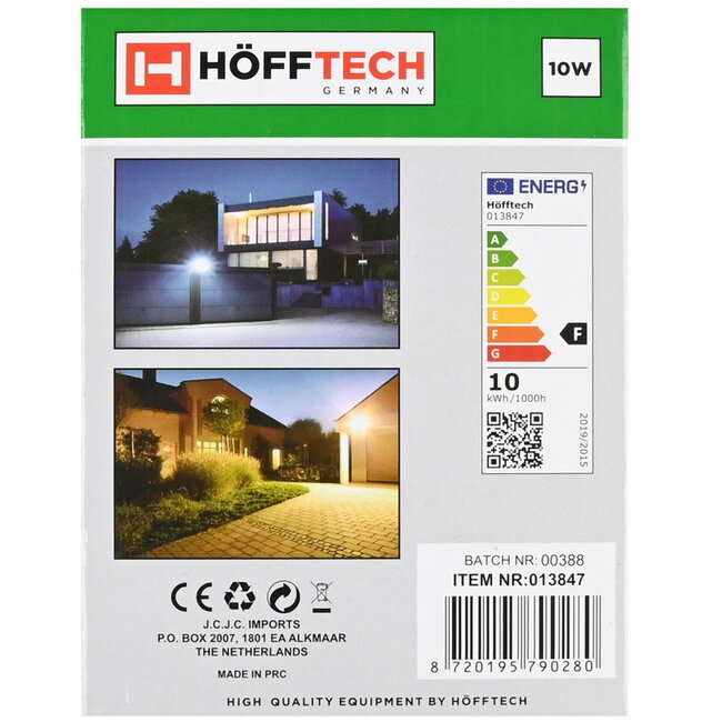 Hofftech Ultra-Flat LED straler - 10W - IP44 sensor - modern ontwerp - aluminium behuizing