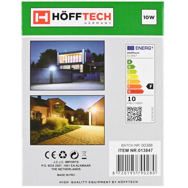 Hofftech Ultra-Flat LED straler - 10W - IP44 sensor - modern ontwerp - aluminium behuizing