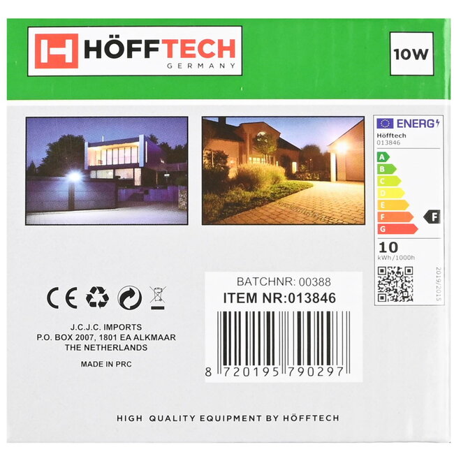 Hofftech Ultra platte led straler - krachtige verlichting - compact design - 10W - IP65 - koelwit 6000K