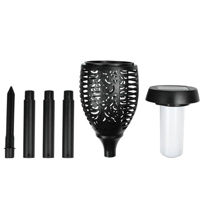 Benson Tuinlamp met vlameffect - Zonne-energie - Set van 2 - Ø 12 cm x 74 cm