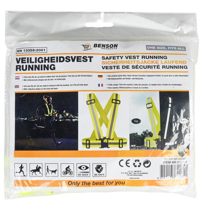 Benson Veiligheidsvest - Reflecterende Strepen - Universele Pasvorm - Ideaal voor Hardlopen
