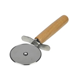 Benson Pizzasnijder - RVS wiel - Houten handvat - Duimbeschermer - 18,5 x 6,5 cm