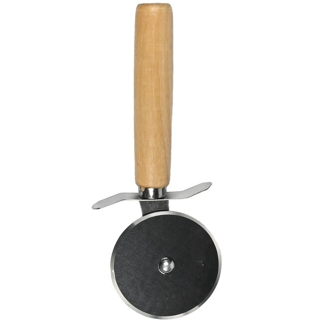 Benson Pizzasnijder - RVS wiel - Houten handvat - Duimbeschermer - 18,5 x 6,5 cm