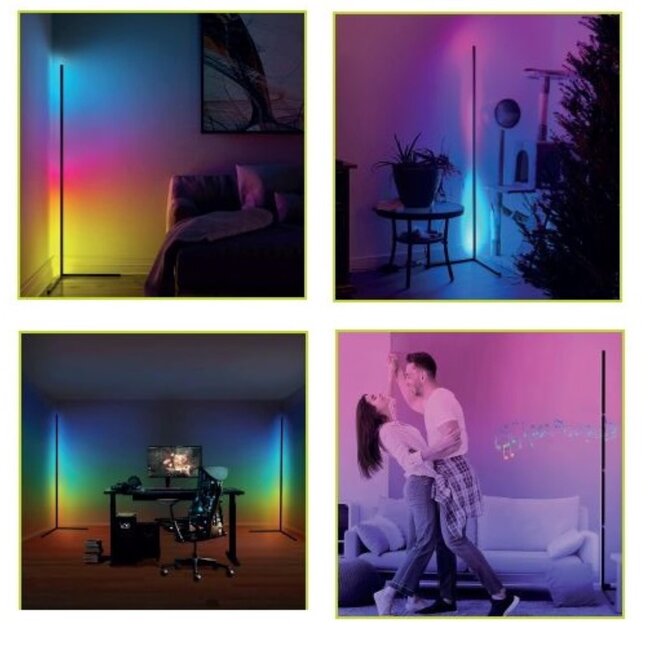 Benson Led hoeklamp - RGB verlichting - muziek sync - dimfunctie - 140 cm - luxe ontwerp
