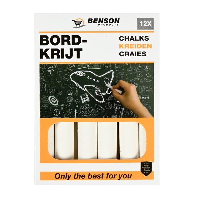 Benson Bordkrijtset - met wisser - kleurenmix - inclusief wit krijt