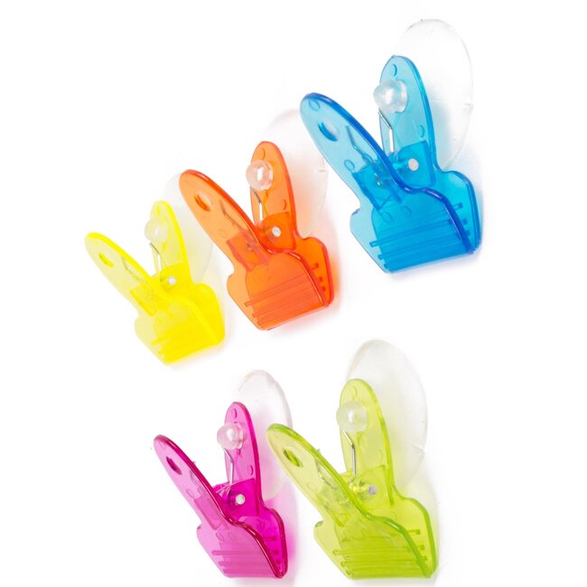 Benson Handige clip met zuignap - 5 stuks - meerkleurig - 5x4 cm