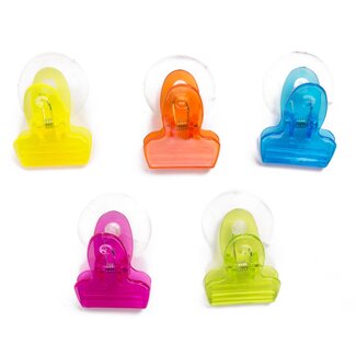 Benson Handige clip met zuignap - 5 stuks - meerkleurig - 5x4 cm