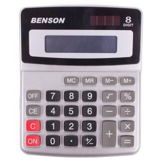 Benson Compacte rekenmachine - 8 cijfers - kunststof - zilver - 14x11 cm