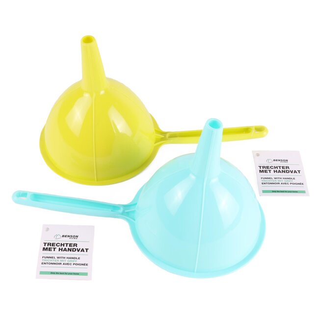 Benson Trechter met handvat - Extra grip - 15 cm hoog - Geel of blauw