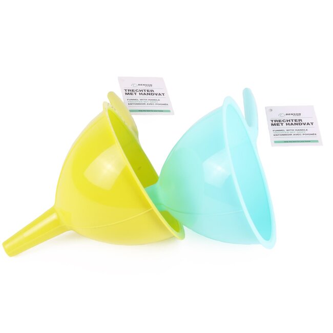 Benson Trechter met handvat - Extra grip - 15 cm hoog - Geel of blauw