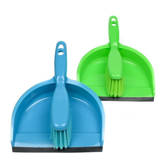 Benson Stoffer & blik - rubberrand - 19 cm - kleurenmix - kunststof