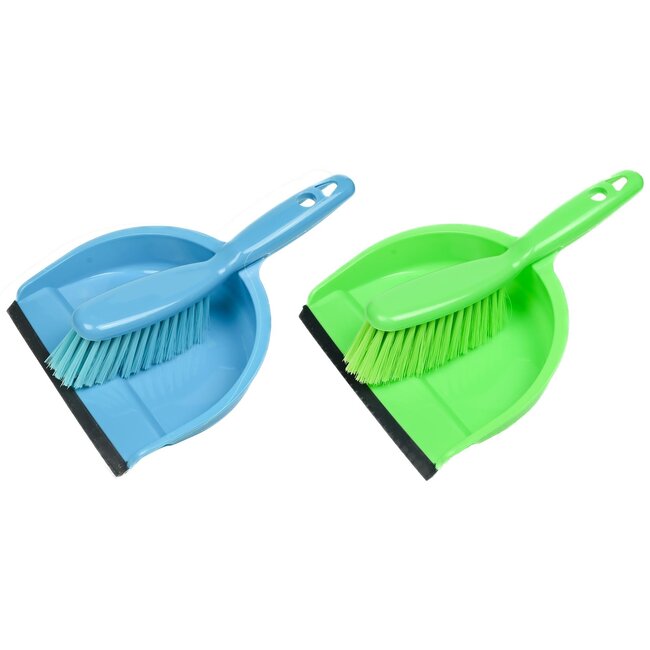 Benson Stoffer & blik - rubberrand - 19 cm - kleurenmix - kunststof