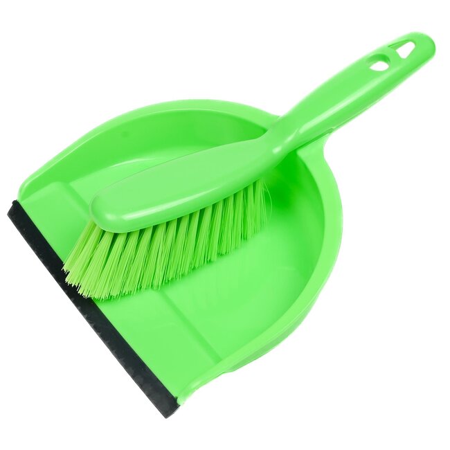 Benson Stoffer & blik - rubberrand - 19 cm - kleurenmix - kunststof