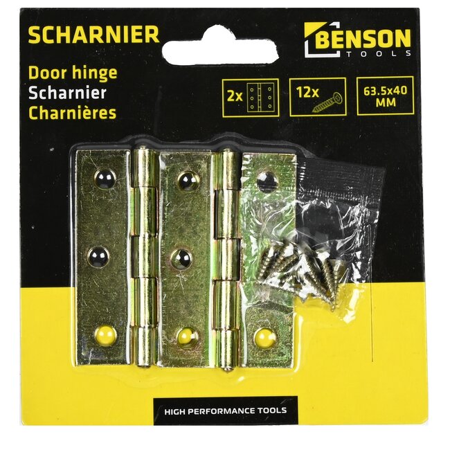 Benson Scharniersset - Vast Scharnierblad - Inclusief Schroeven - 64 x 35 mm - 14-delig