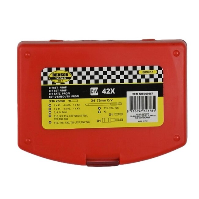 Benson 42-delige bitset - magnetische houder - chroom vanadium staal - inclusief opbergbox