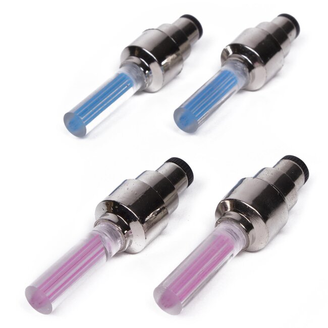 Benson Fietslicht set voor ventiel - blauw/roze - 2-delig - waterafstotend - automatische verlichting